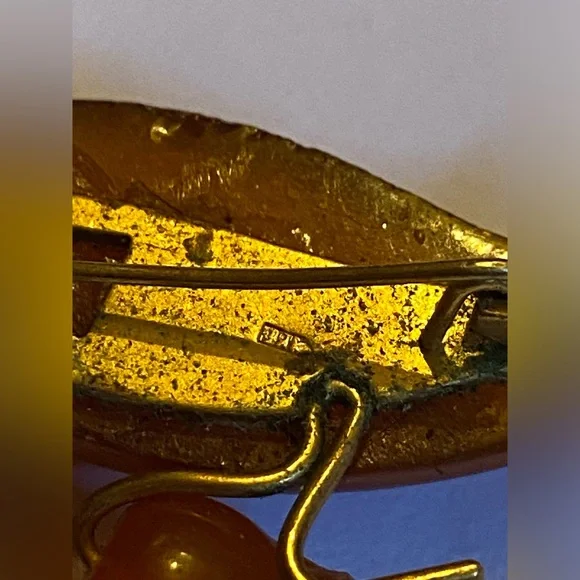 Vintage Amber Brooch USSR Lily of the Valley #9196 - Picture 8 of 13